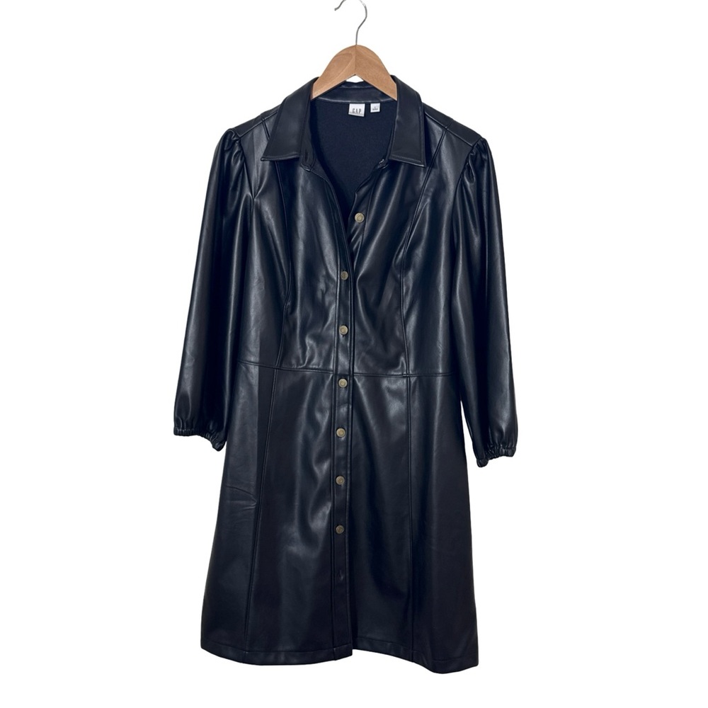 NWOT GAP Black Faux Leather Dress Size Large